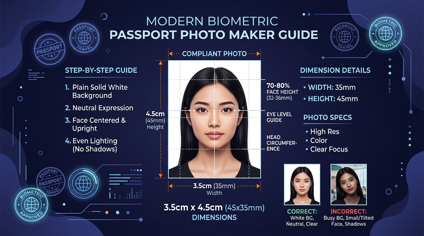 The Ultimate Passport Size Photo Maker Guide: Dimensions, Background Rules, and Online Form Specs